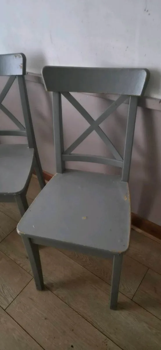 Pair of Grey Wooden Dining Chairs – €30 ONO - Image 2