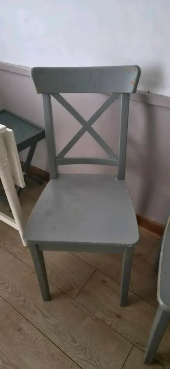 Pair of Grey Wooden Dining Chairs – €30 ONO - Image 3