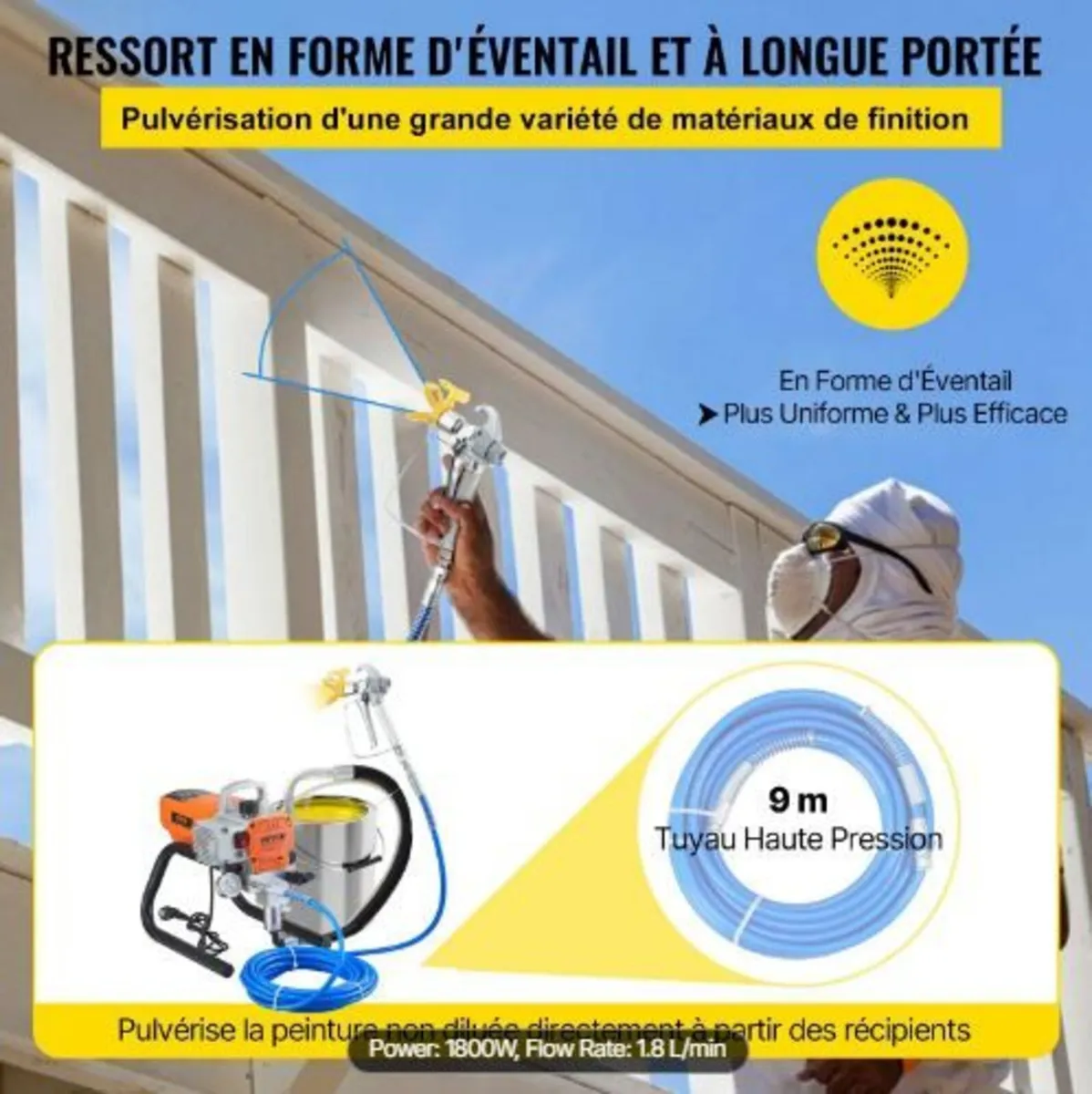 Pro Airless Wall Paint Sprayer, 1800W - Image 3