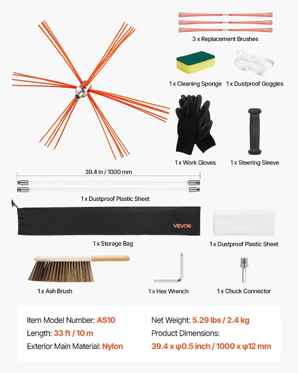 10m Chimney Sweep Brush Kit with Flexible Rod - Image 3