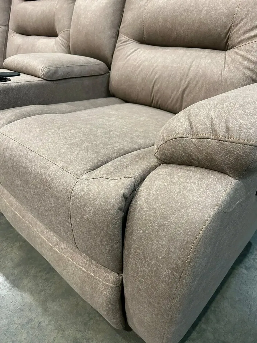 Ashford Electric Truffle & Grey Recliners Sofa - Image 4