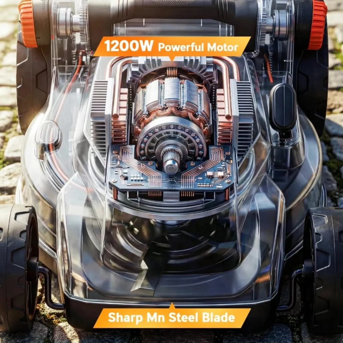 18V Cordless Lawnmower with 2 x 4Ah Batteries, Bat - Image 3