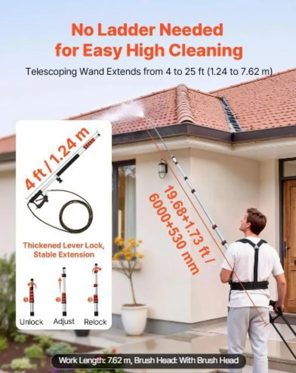 7.62 m Pressure Washer Telescoping Wand - Image 3