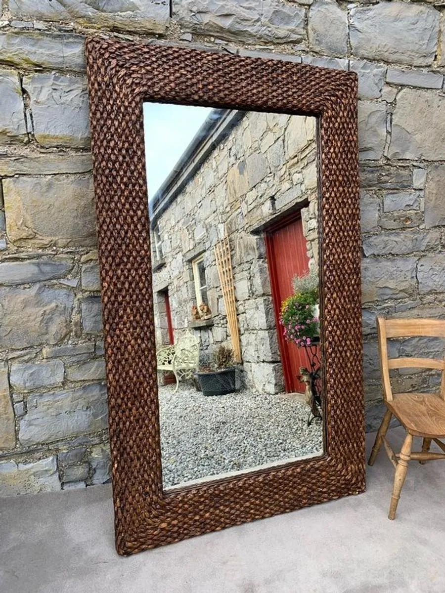 Large Vintage Woven Frame Mirror. - Image 1