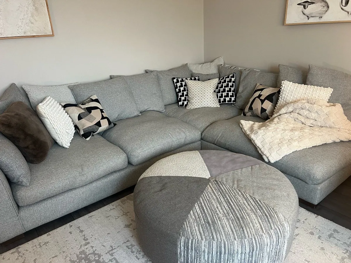 DFS Grey Corner Sofa with Matching Footstool 🤍 - Image 2