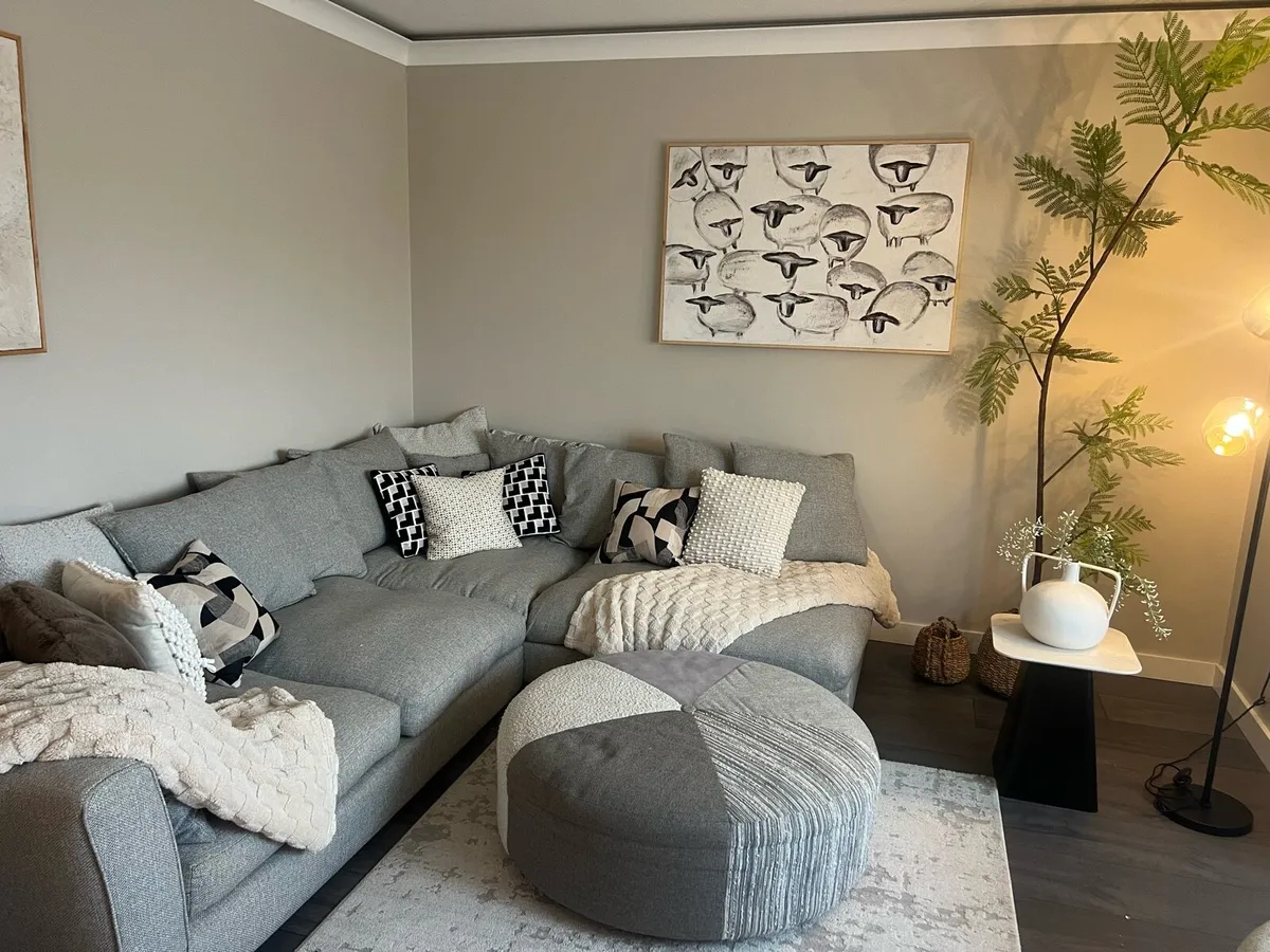 DFS Grey Corner Sofa with Matching Footstool 🤍 - Image 3