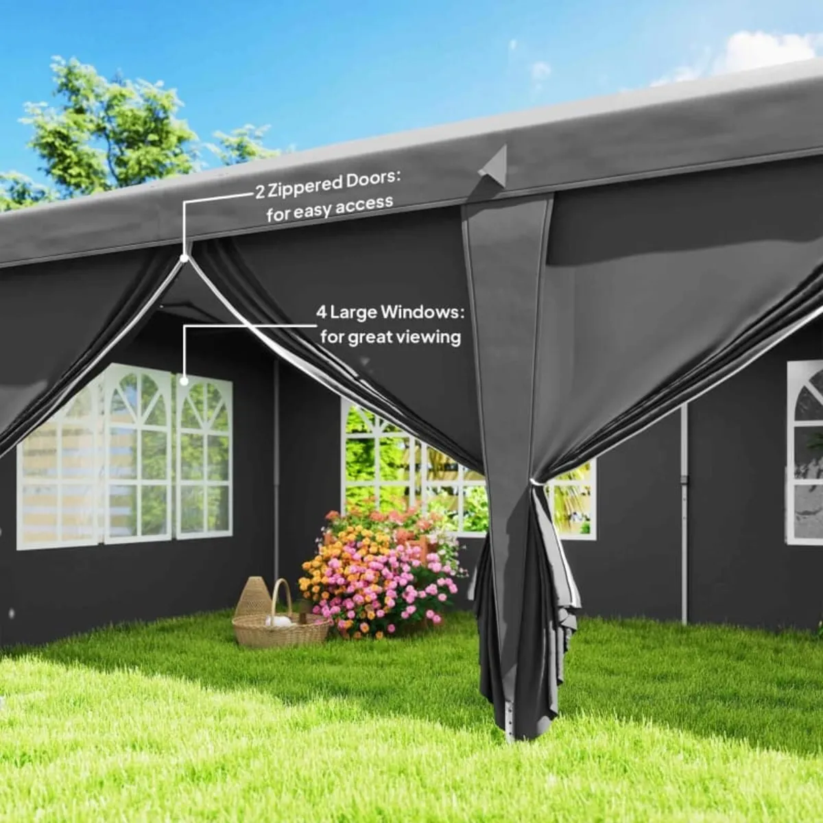 3 x 6m Pop-Up Gazebo, with Curtain Walls and Windo - Image 2