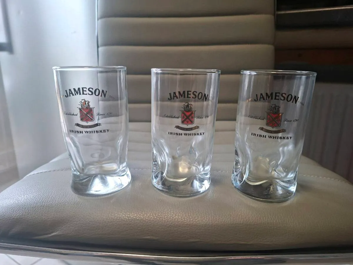 Vintage set of 3 James on Irish Whiskey Glasses - Image 3