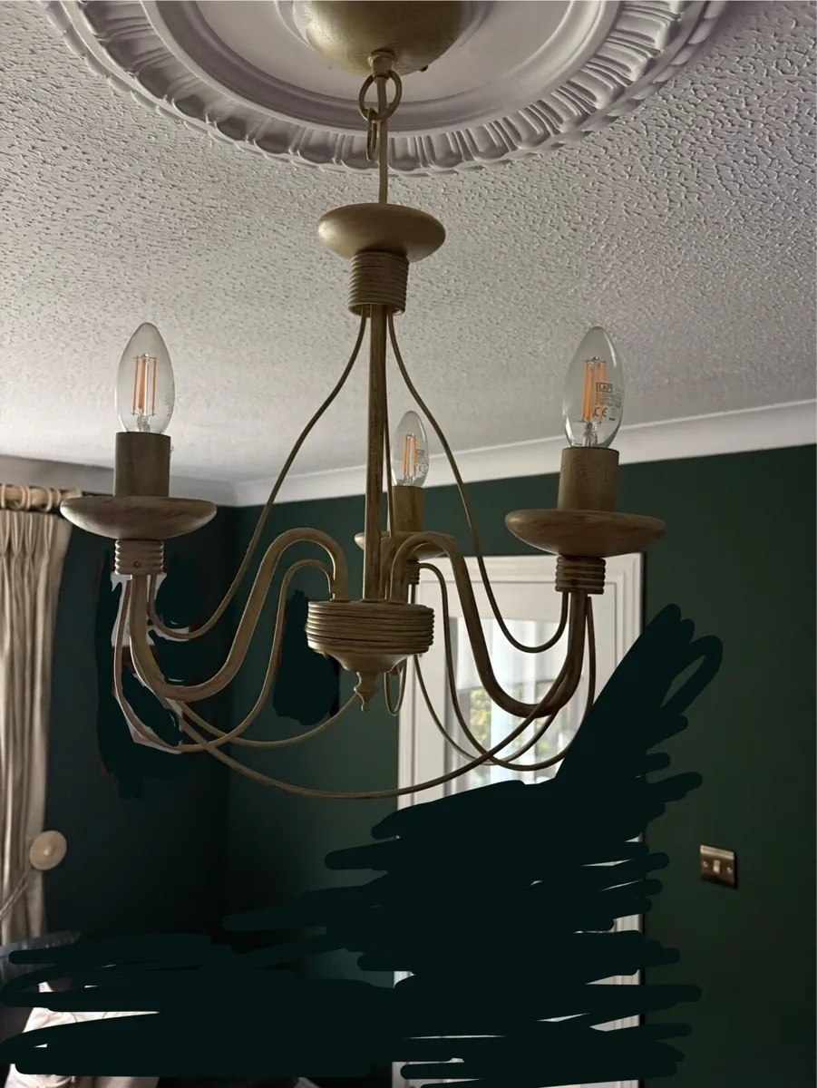 Vintage style 3 arm chandelier - Image 2