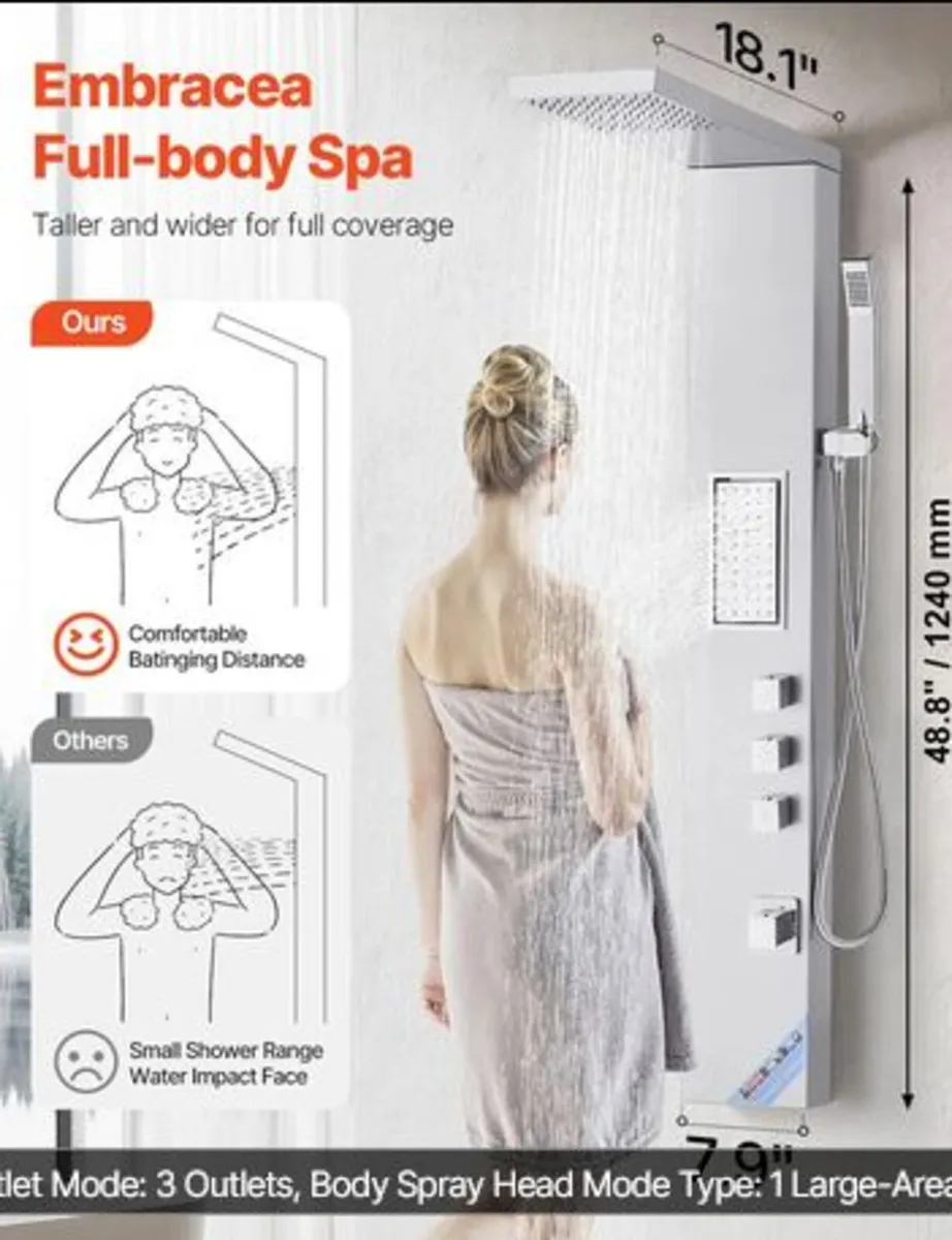 Shower Panel Tower System with Rainfall Shower - Image 4