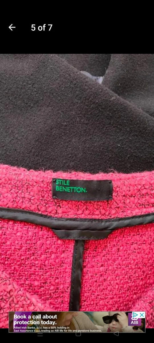 Ladies Benetton Jacket. Unusual make more dark pin - Image 3