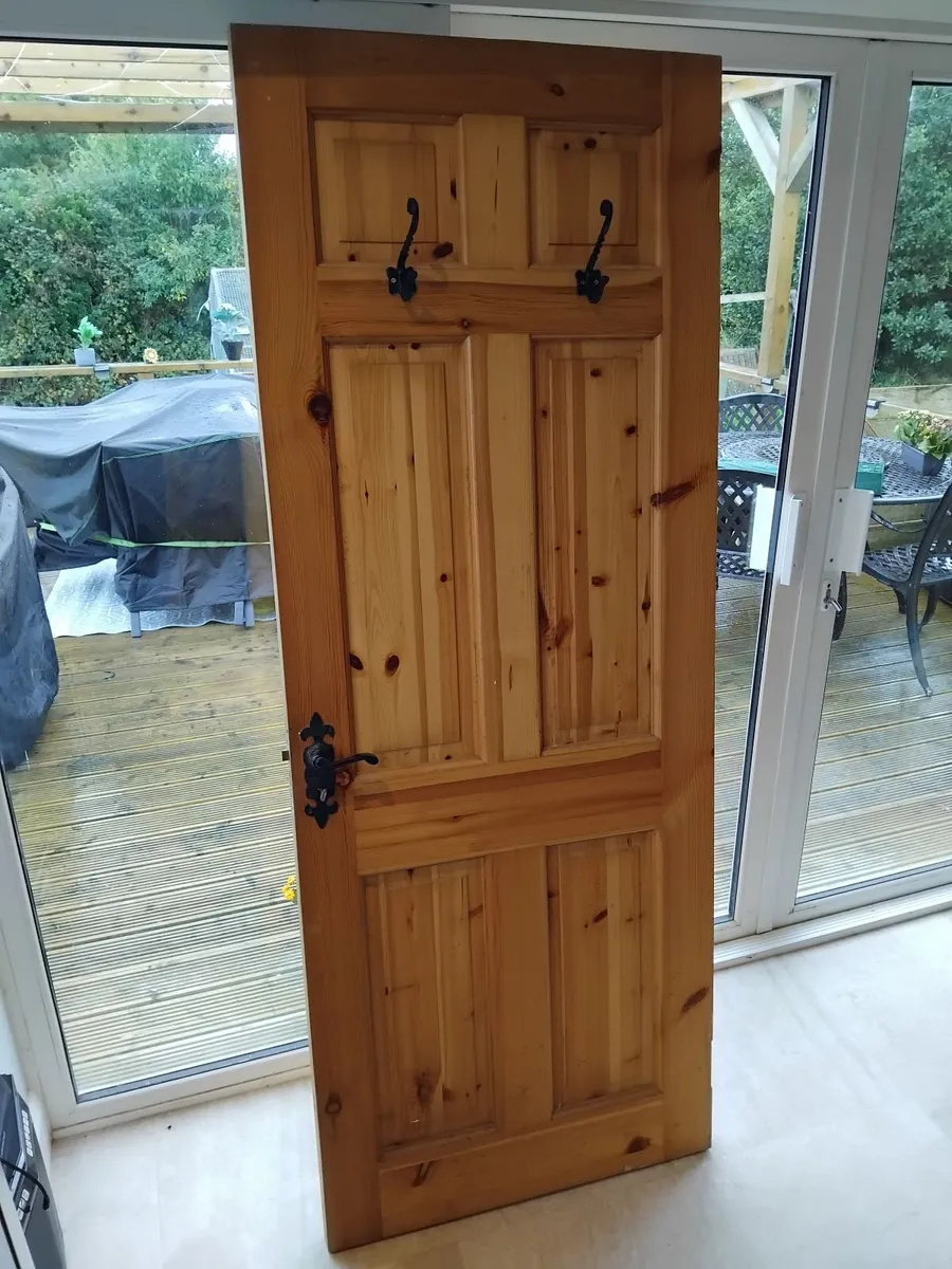 Solid Pine Panelled Door with Lock and Key - Image 2