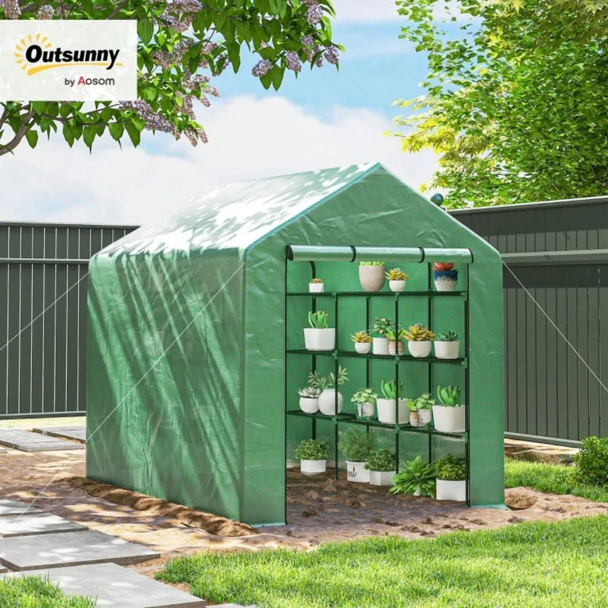 Walk-in Greenhouse, 4 Tier 24 Shelves Portable Gro - Image 3