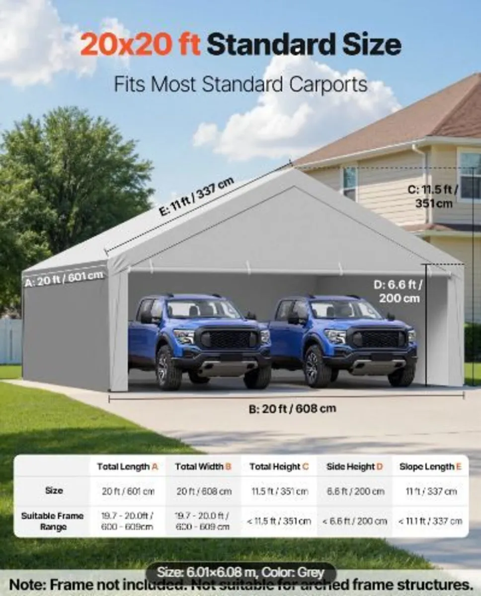 Carport Replacement Canopy, 6 x 6 m Potable - Image 2