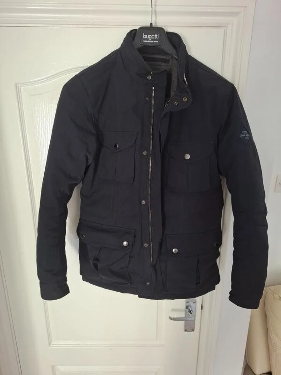 Men's Hackett Winter Velospeed Jacket Blue Size Medium Water Resistant Coat - Image 3