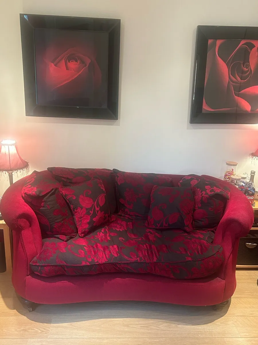 Gorgeous Burgundy 2-Seater Sofas – Pair of 2 - Image 1