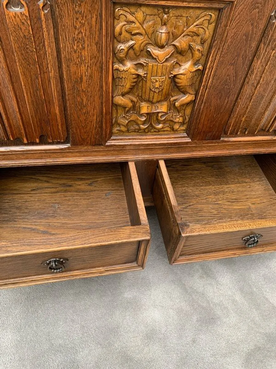 Antique Oak Blanket Box With Drawers. - Image 3