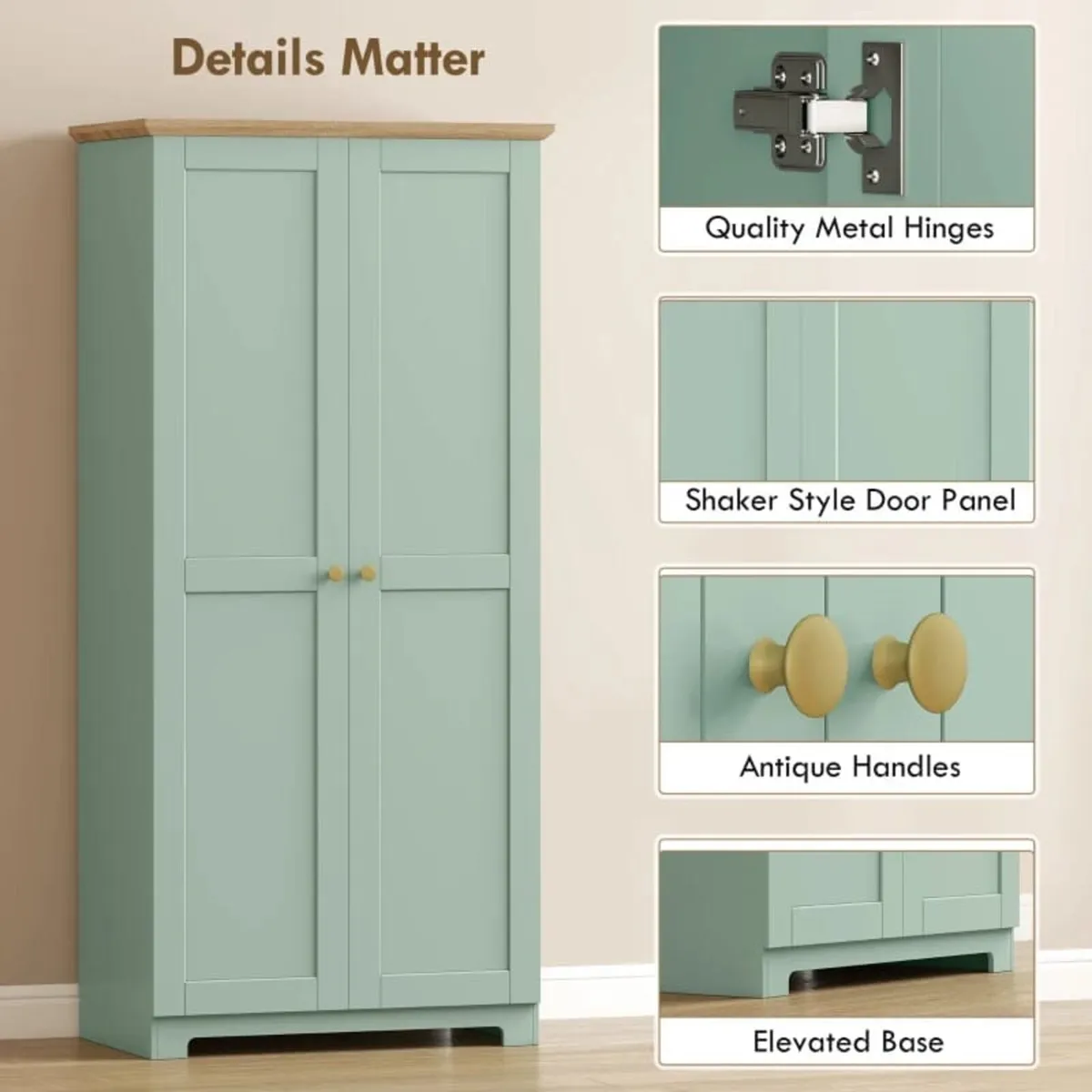 Kitchen Cupboard, 172cm Freestanding Storage Cabin - Image 3
