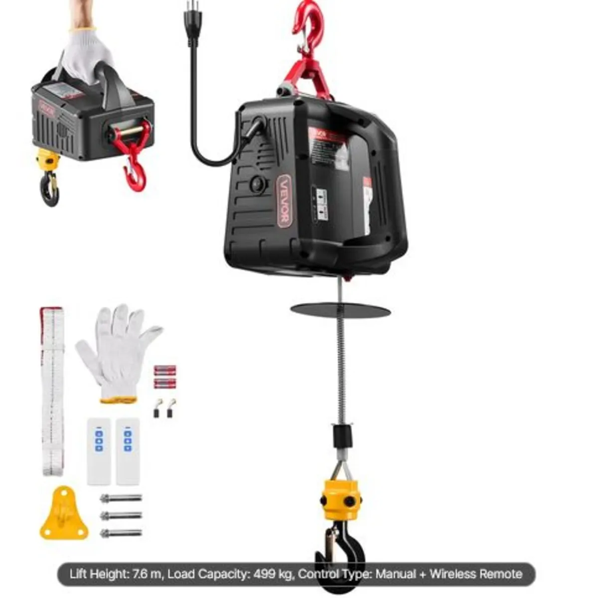 2-in-1 Electric Hoist Winch,500 kg Capacity, 1500 - Image 1