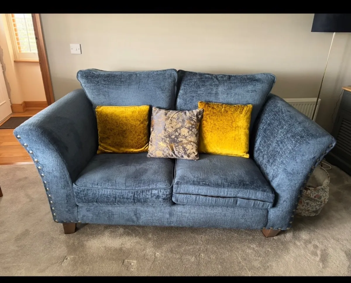 Beautiful Blue 3-Seater & 2-Seater Sofa Suite - Image 1