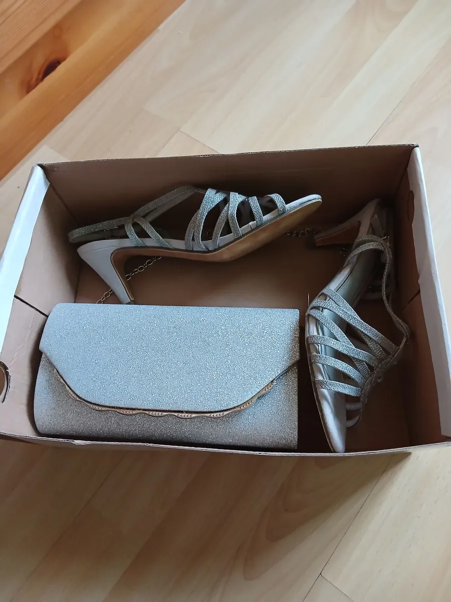Silver Sandals & Clutch Bag - Image 1