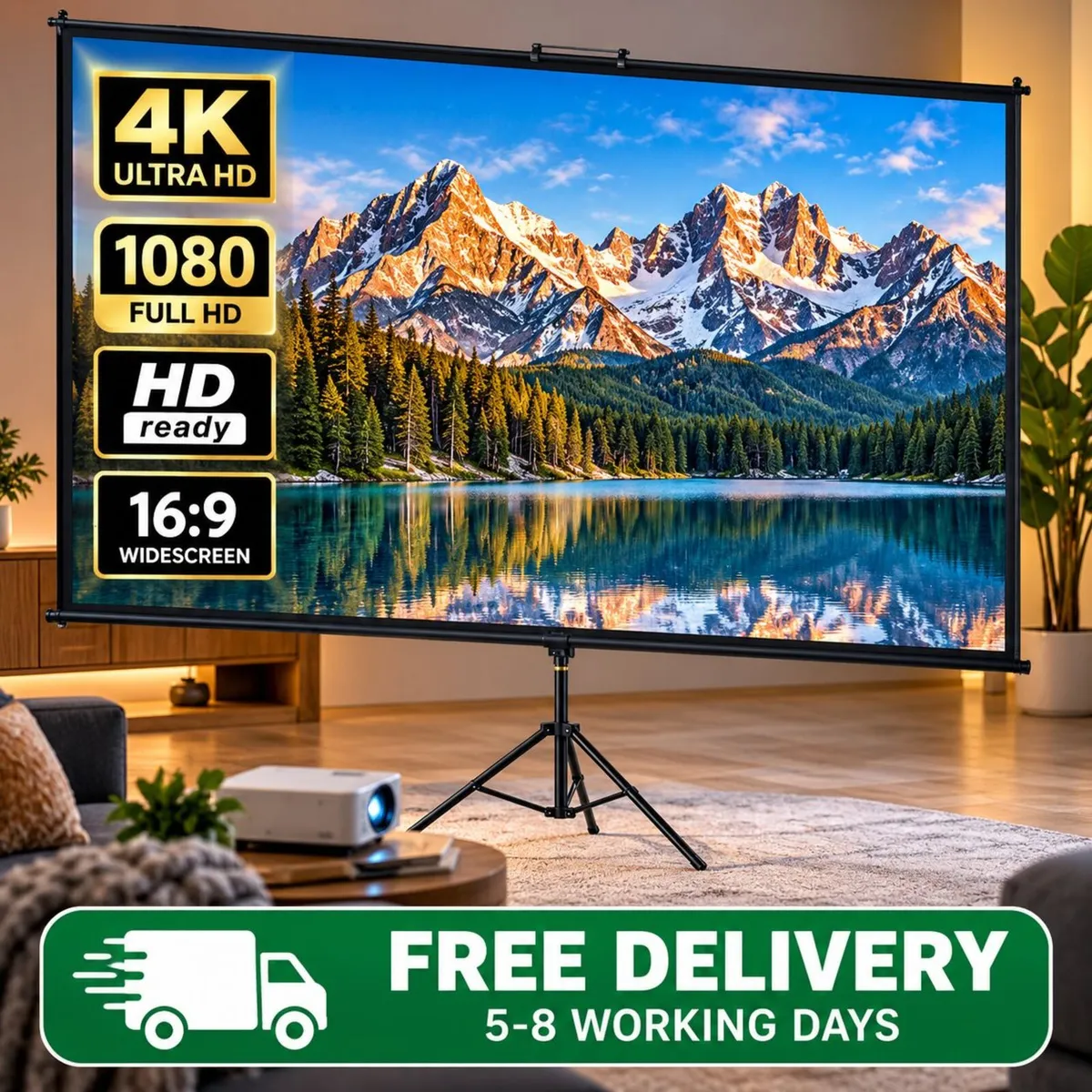 100 inches Projection Screen 254 cm Projector Scre - Image 1