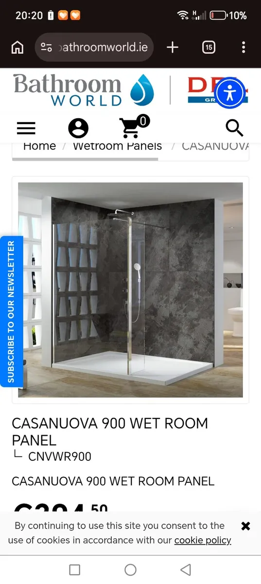 Casanouva 900mm wet room panel - Image 2