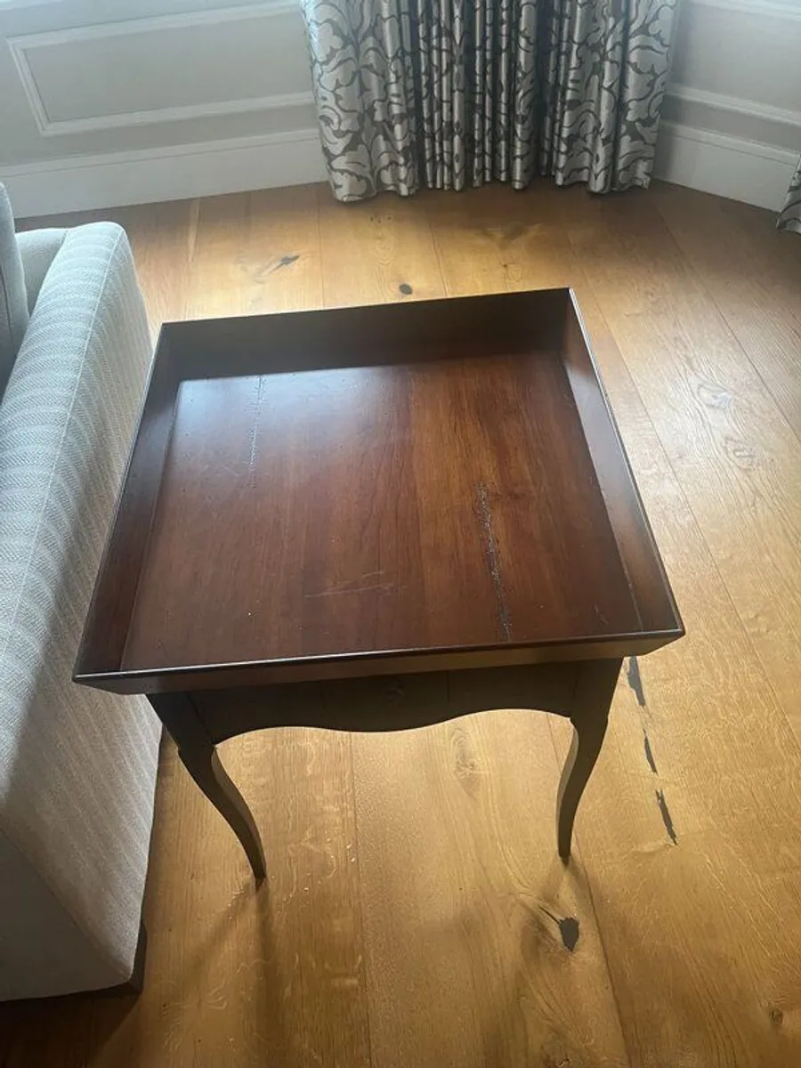 Antique Rosewood Library Table & Walnut Side Table - Image 4