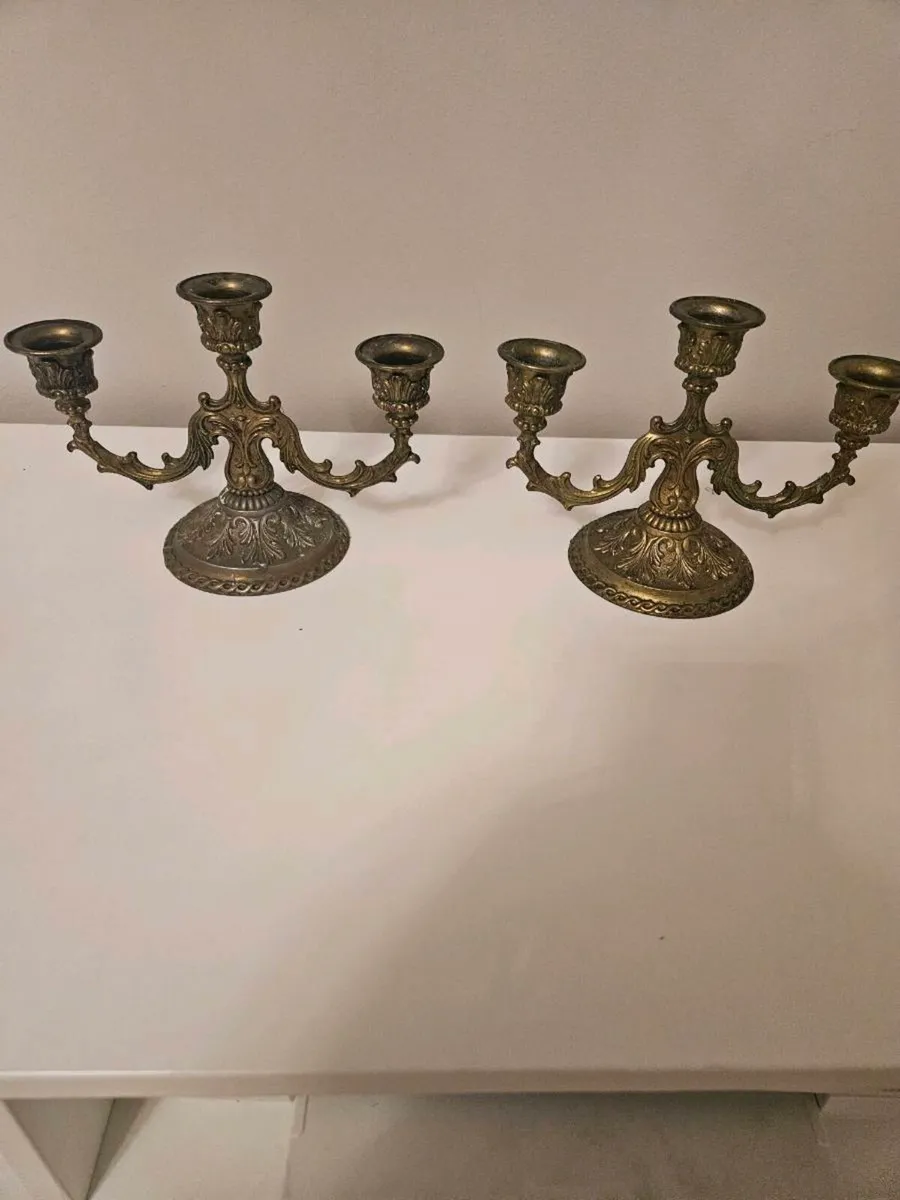 Vintage Italian Brass 3 Arm Candelahra Signed AGAD - Image 1