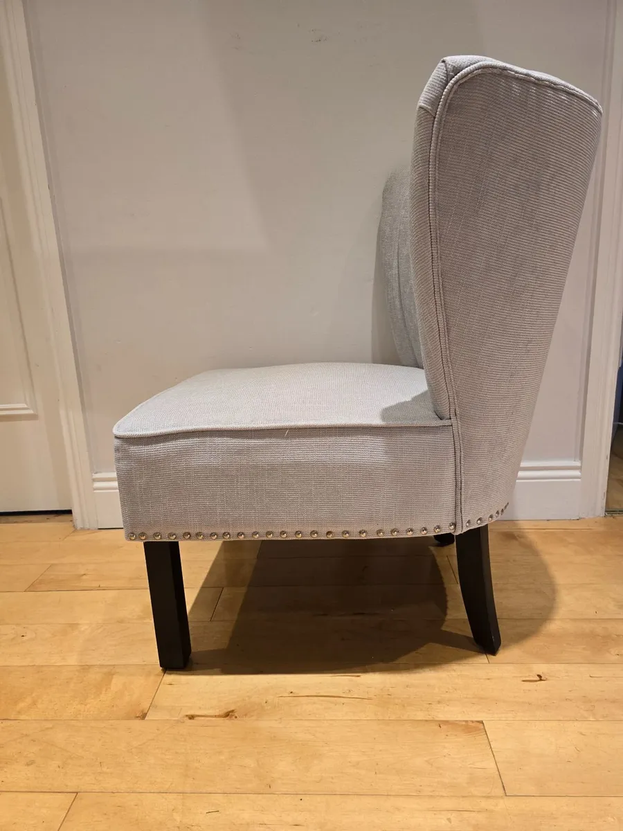 Light Grey Fabric Accent Chair with Studded Detail - Image 4