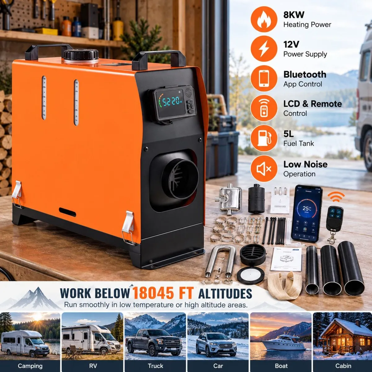 8KW Diesel Air Heater All-in-One 12V – Bluetooth A - Image 4