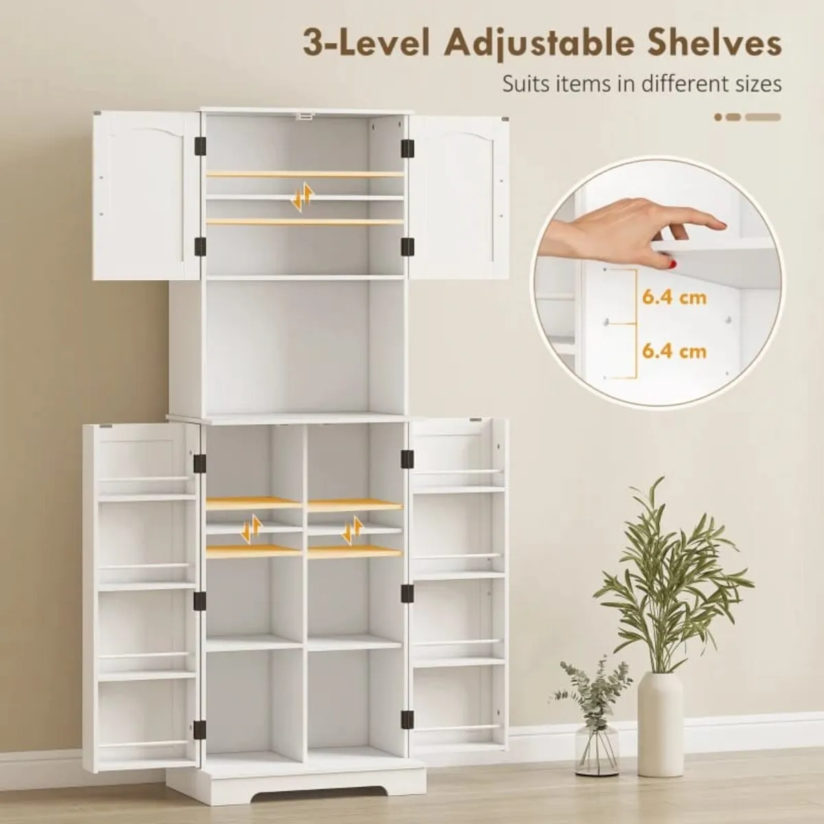 181.5 cm Freestanding Storage Cabinet, Tall Kitche - Image 4