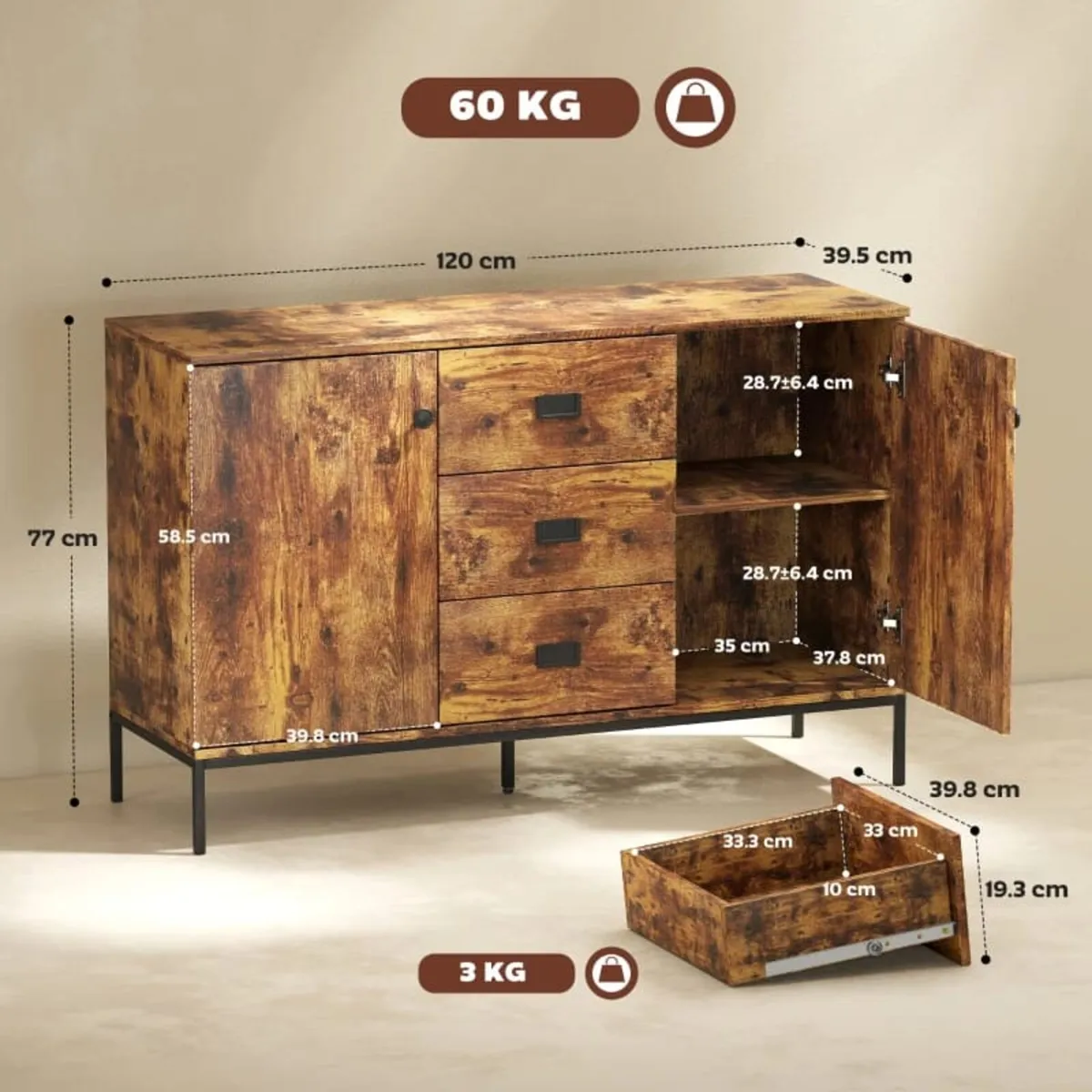 Modern Rustic Brown Sideboard

Features:
Two cupbo - Image 2