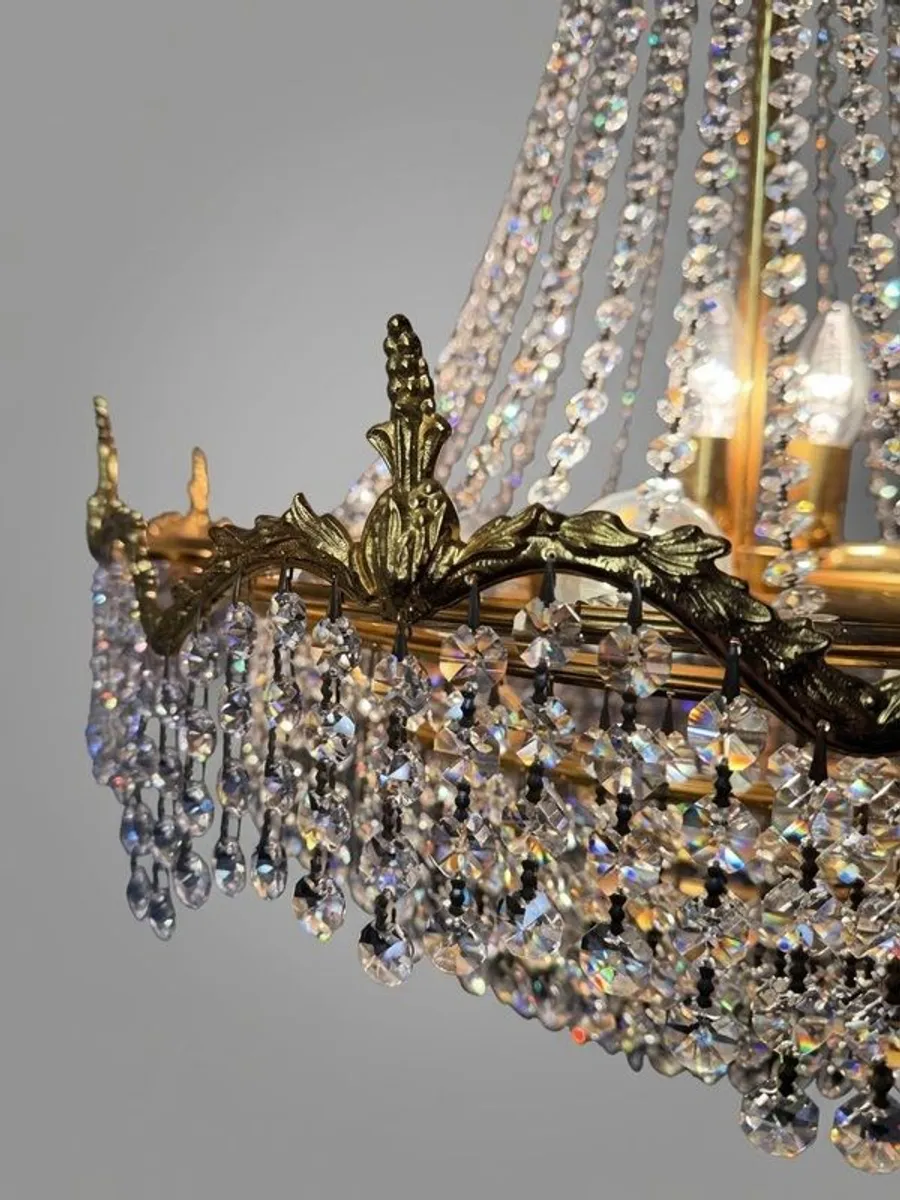 Empire Style Large Vintage French Cascading Chandelier - Image 4