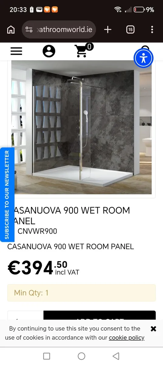 Casanouva 900mm wet room panel - Image 1