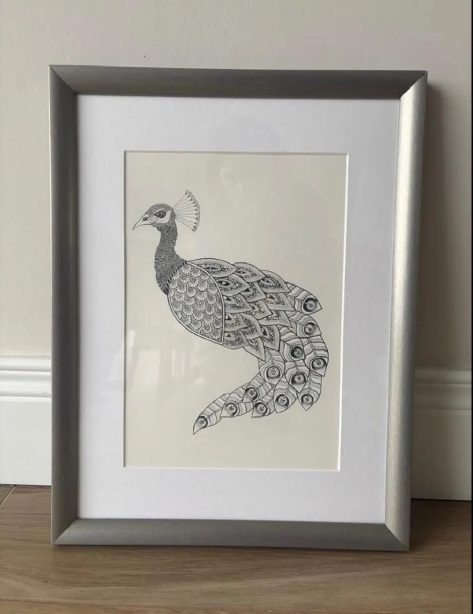 Framed peacock print