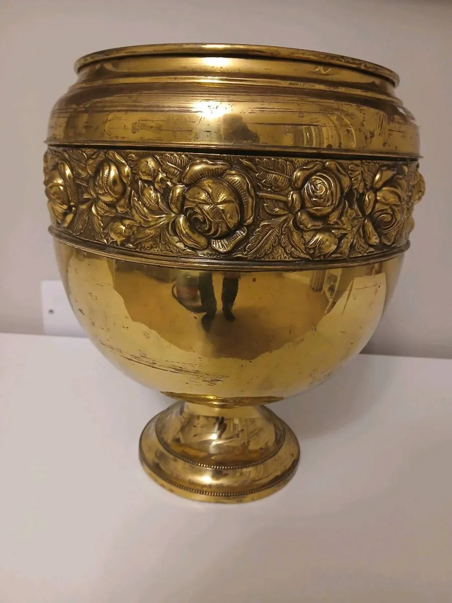 Antique Edwardian Beldray brass jardiniere - Image 1
