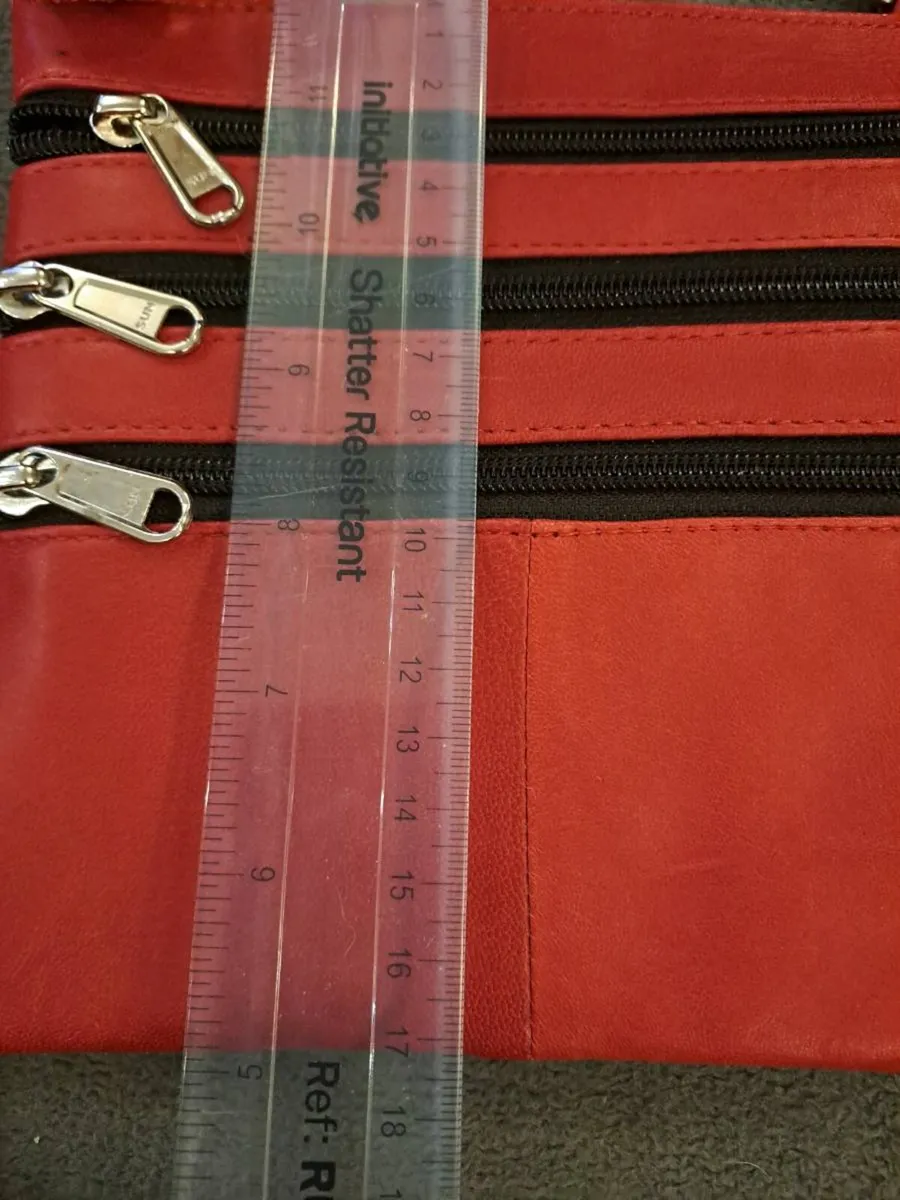 Red Leather Multi-Zip Crossbody Bag - Image 2