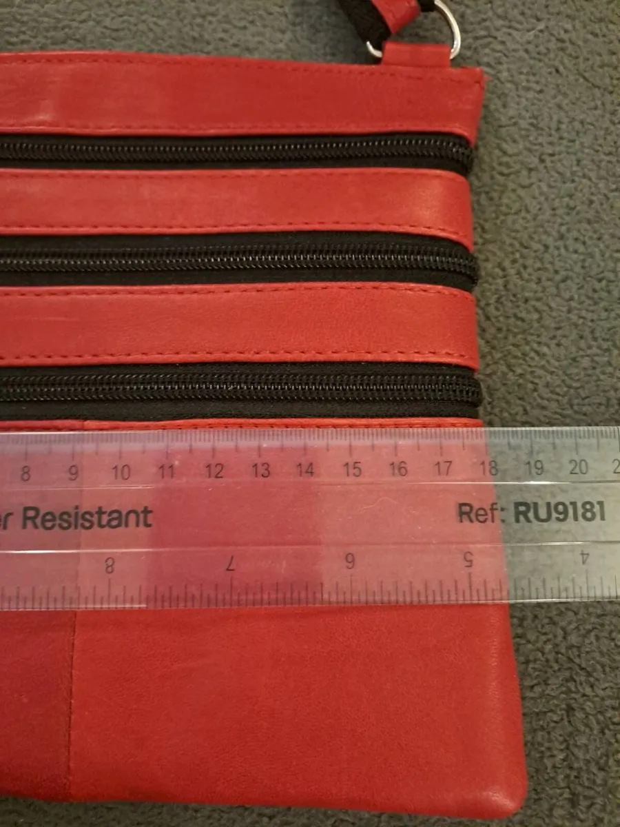 Red Leather Multi-Zip Crossbody Bag - Image 3