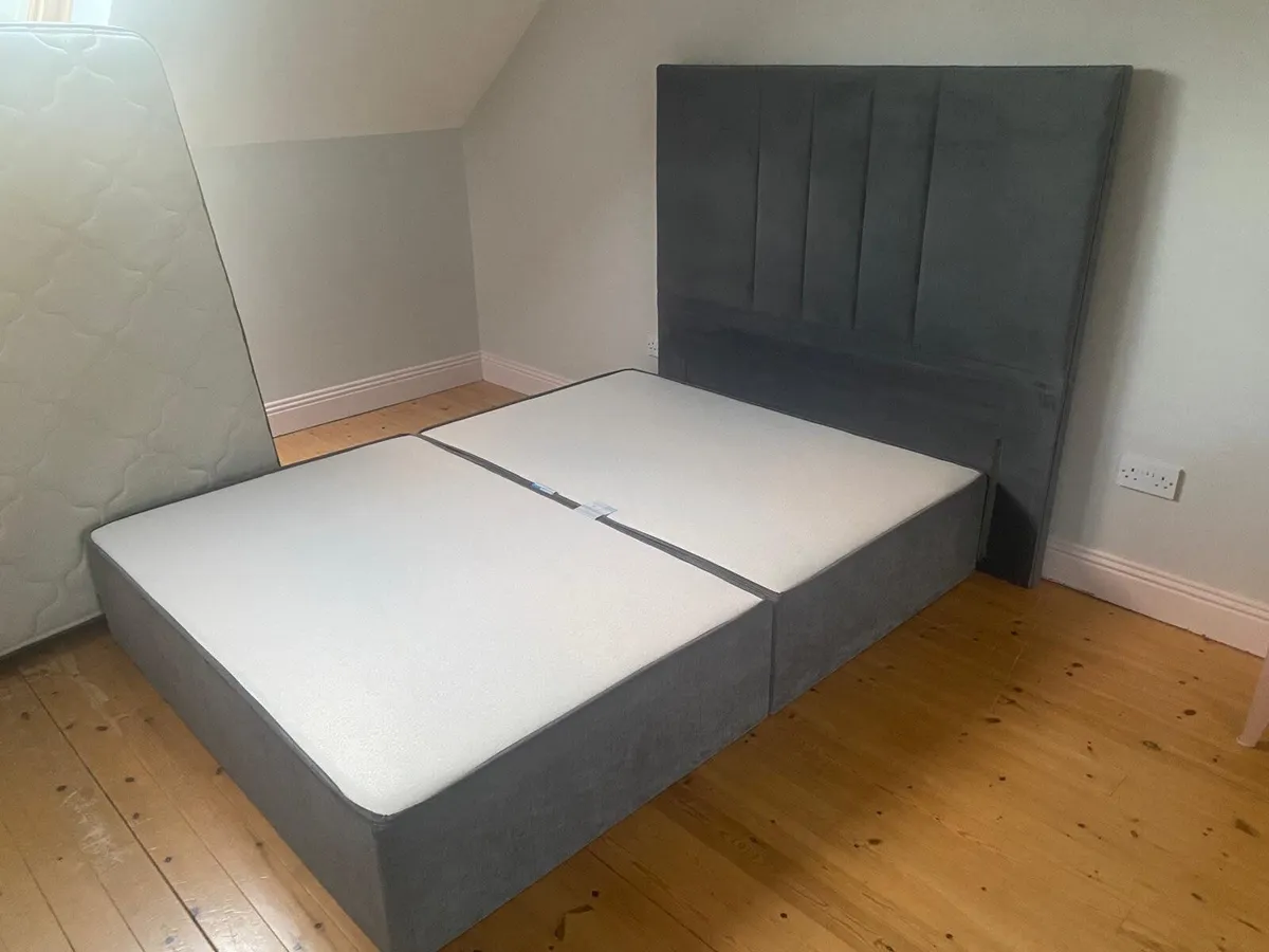 Divan bed frame and headboard - Kingsize - Image 1