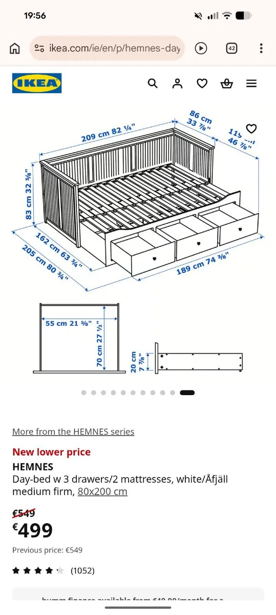 HEMNES Day-bed w 3 drawers/2 mattresses - Image 3