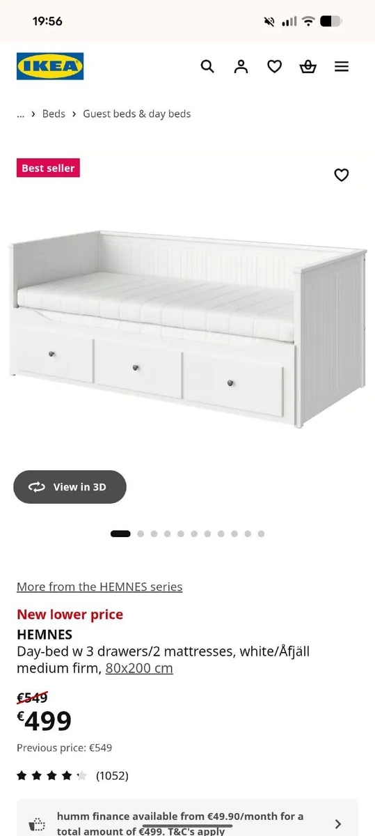 HEMNES Day-bed w 3 drawers/2 mattresses - Image 2