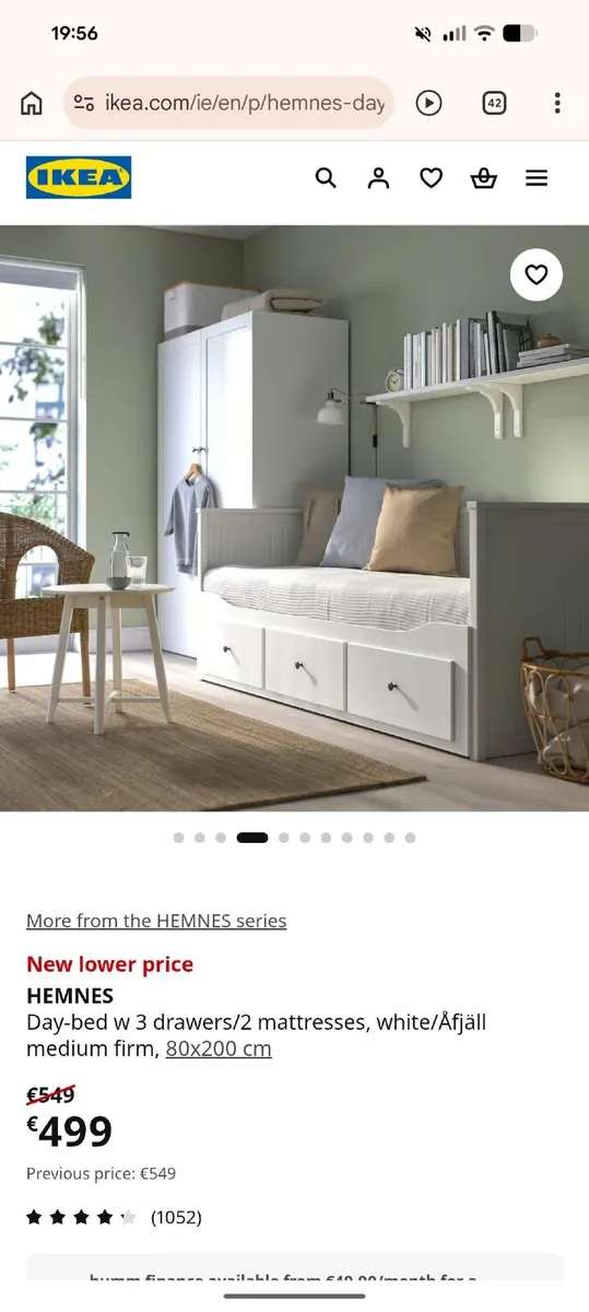 HEMNES Day-bed w 3 drawers/2 mattresses - Image 1