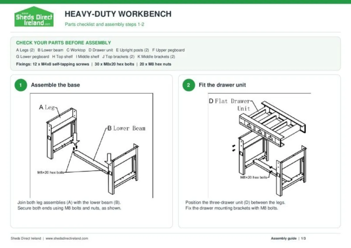 Heavy Duty Steel Workbench with Drawers - Image 2