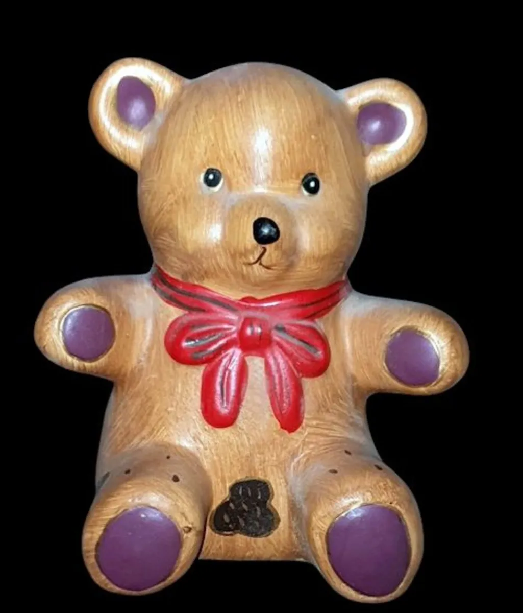Pristine Vintage Ceramic Teddy Bear Coin Bank - Image 2