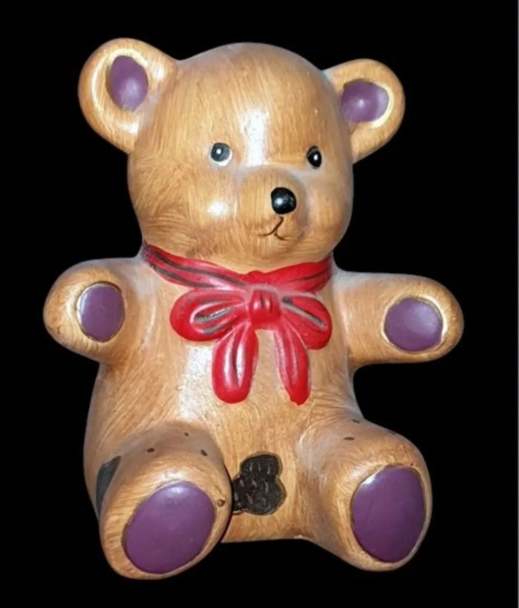 Pristine Vintage Ceramic Teddy Bear Coin Bank - Image 3