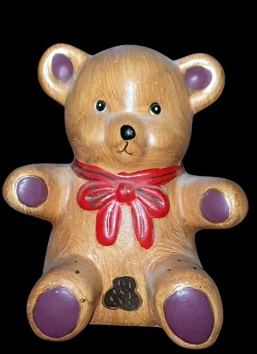 Pristine Vintage Ceramic Teddy Bear Coin Bank - Image 1