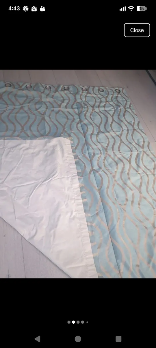 Pair of taffeta silk blackout lined curtains - Image 2