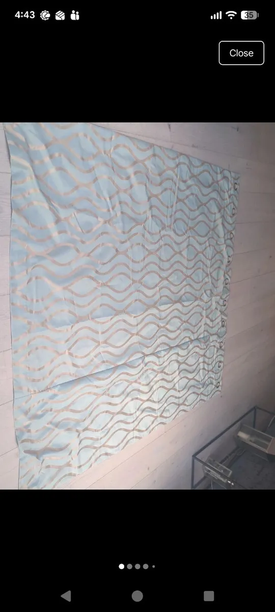Pair of taffeta silk blackout lined curtains - Image 1