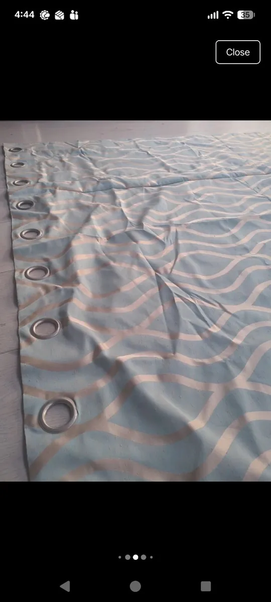 Pair of taffeta silk blackout lined curtains - Image 3